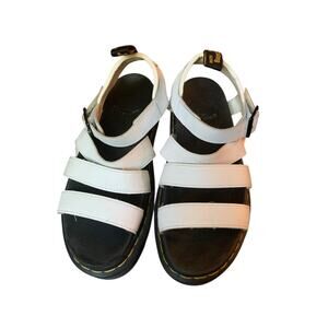Dr Martens Blaire Womens Sandals Size 10 White Leather Platform Chunky Strappy